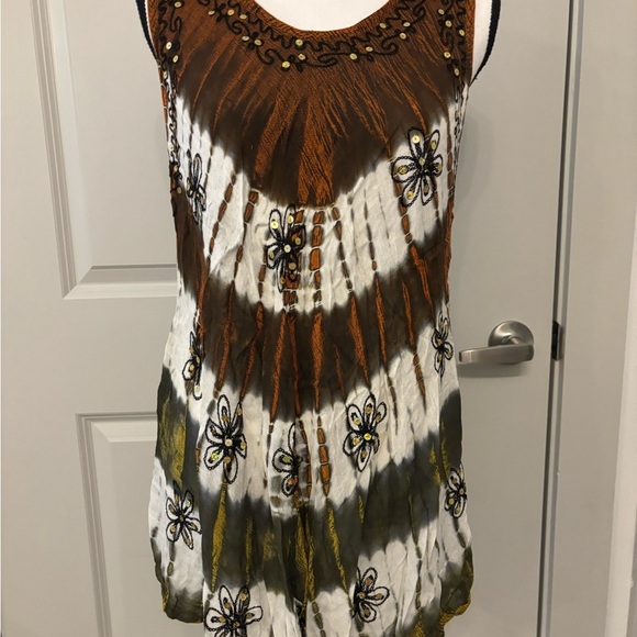 Vintage Jessica Taylor brown floral bohemian flowy tank size L - Picture 3 of 14